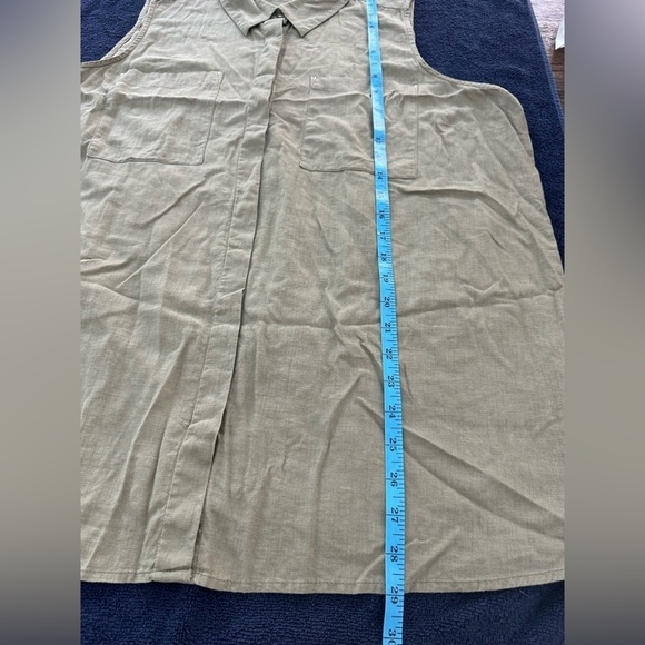 Dana Bachman Olive/Khaki Sleeveless Linen Blend Button Down Shirt Size XXL - Picture 7 of 10